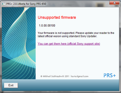 Unsupported firmware